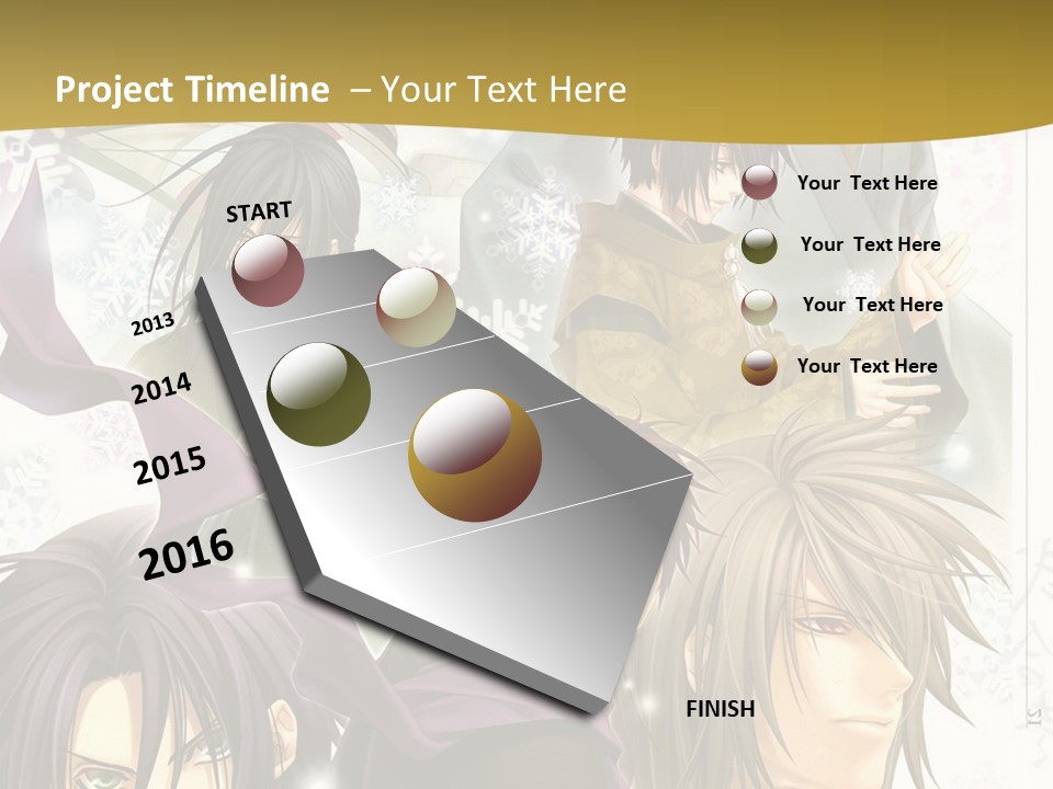 A Group Of Anime Characters With A Gold Background PowerPoint Template