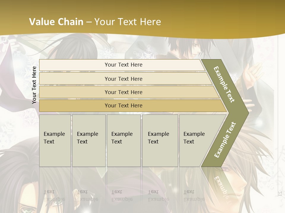 A Group Of Anime Characters With A Gold Background PowerPoint Template