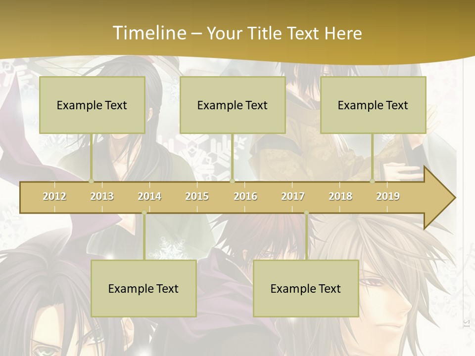 A Group Of Anime Characters With A Gold Background PowerPoint Template