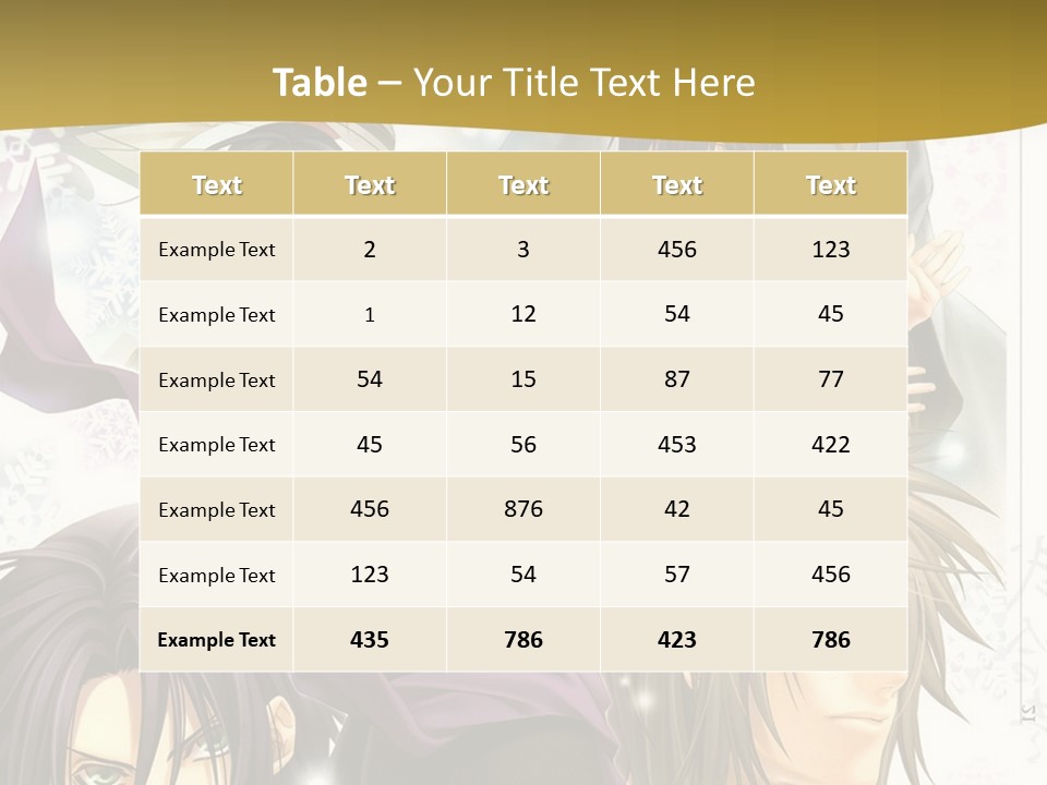 A Group Of Anime Characters With A Gold Background PowerPoint Template