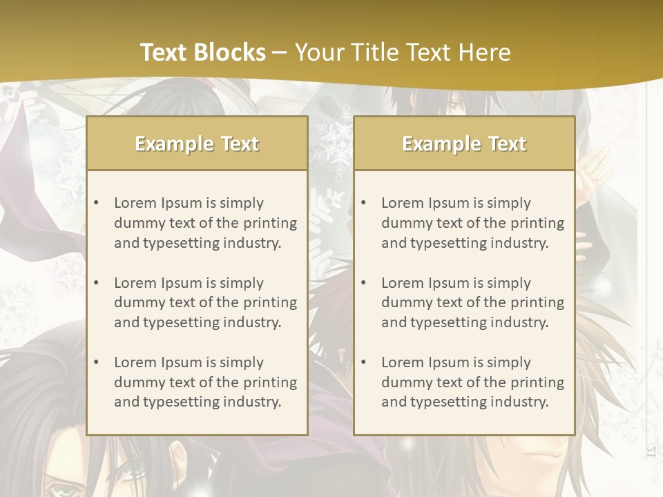 A Group Of Anime Characters With A Gold Background PowerPoint Template