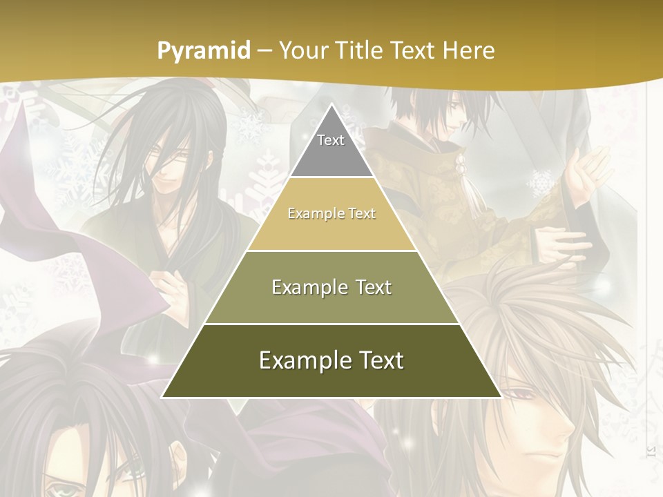 A Group Of Anime Characters With A Gold Background PowerPoint Template