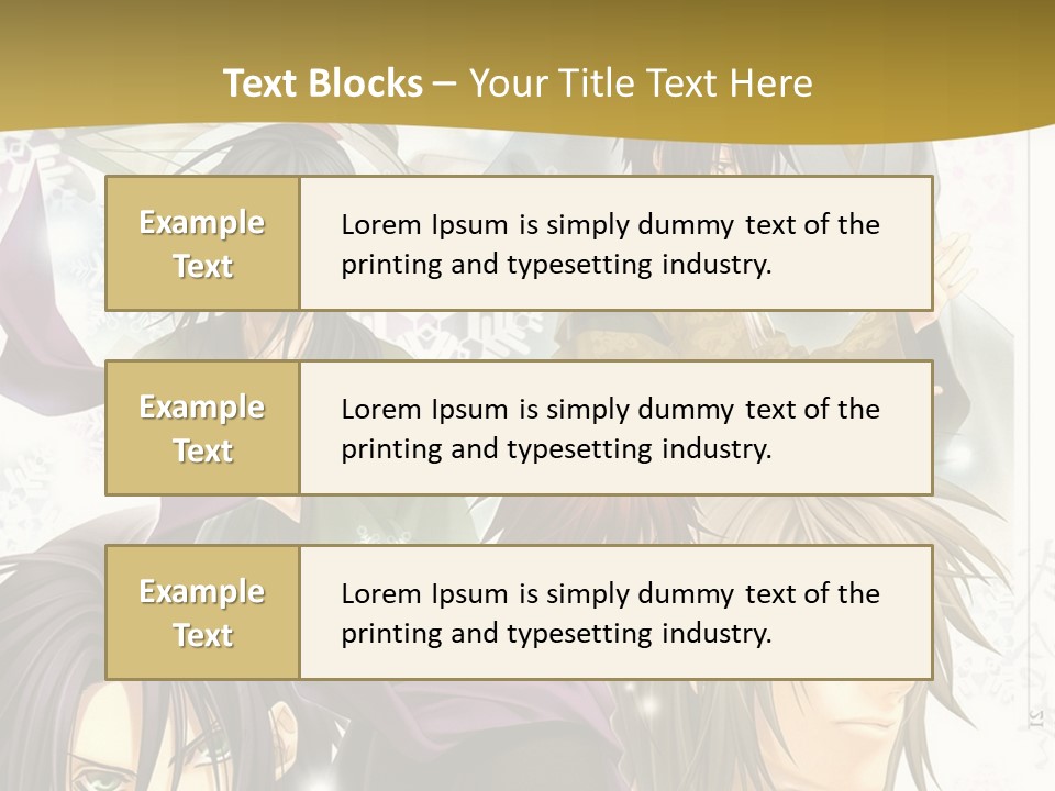 A Group Of Anime Characters With A Gold Background PowerPoint Template