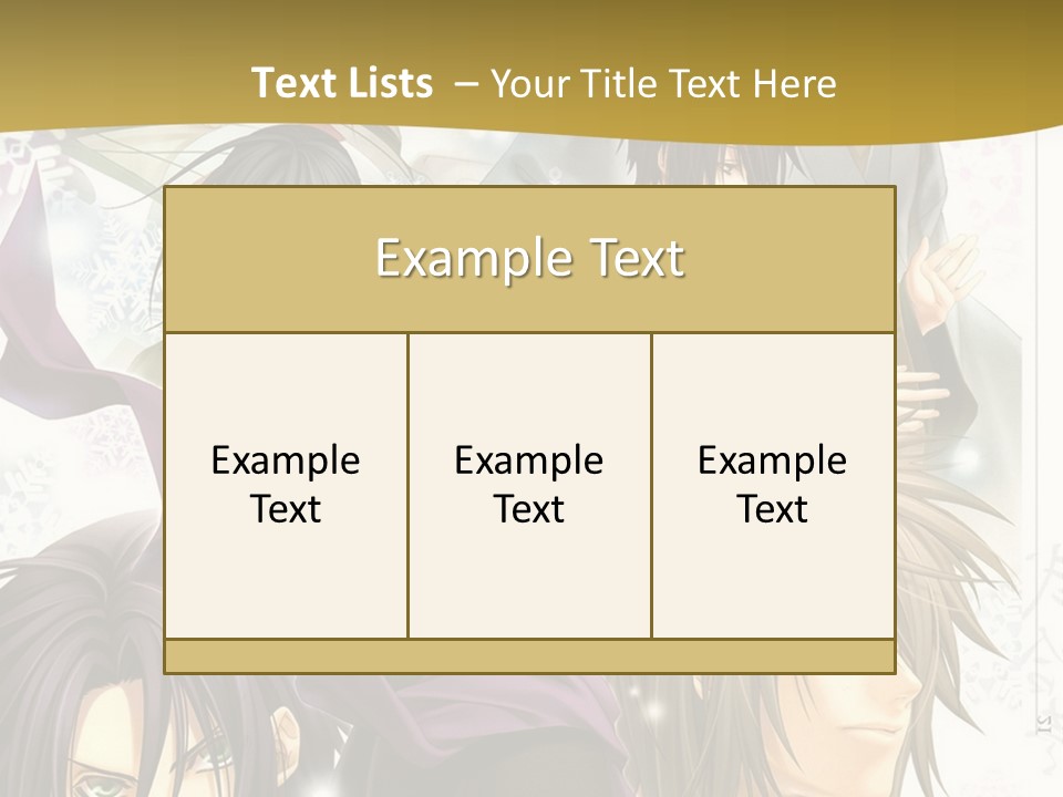 A Group Of Anime Characters With A Gold Background PowerPoint Template