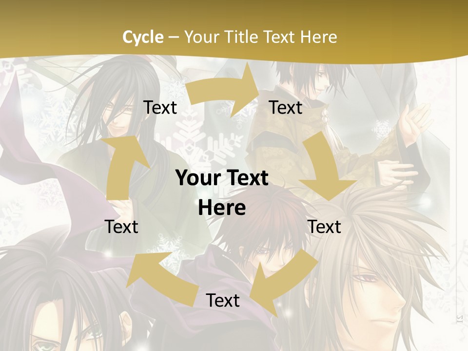 A Group Of Anime Characters With A Gold Background PowerPoint Template