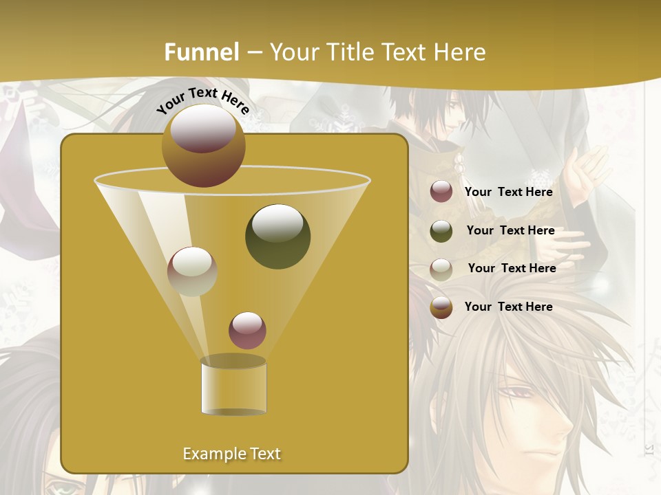 A Group Of Anime Characters With A Gold Background PowerPoint Template