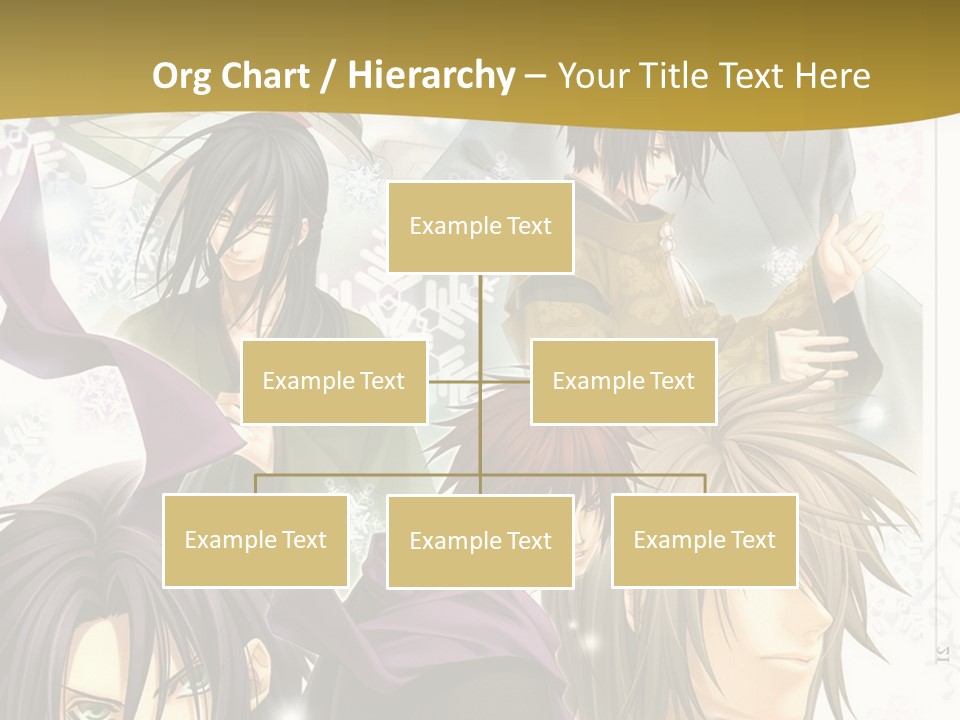 A Group Of Anime Characters With A Gold Background PowerPoint Template