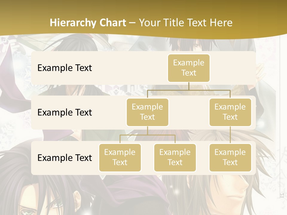 A Group Of Anime Characters With A Gold Background PowerPoint Template