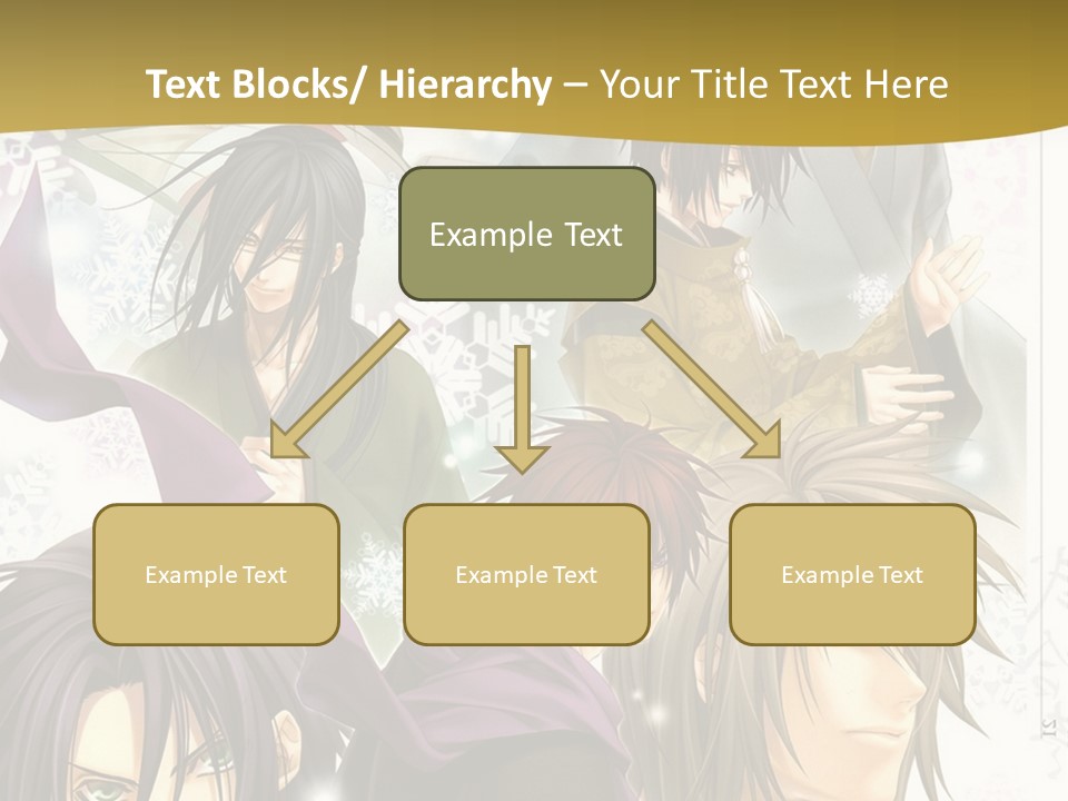 A Group Of Anime Characters With A Gold Background PowerPoint Template