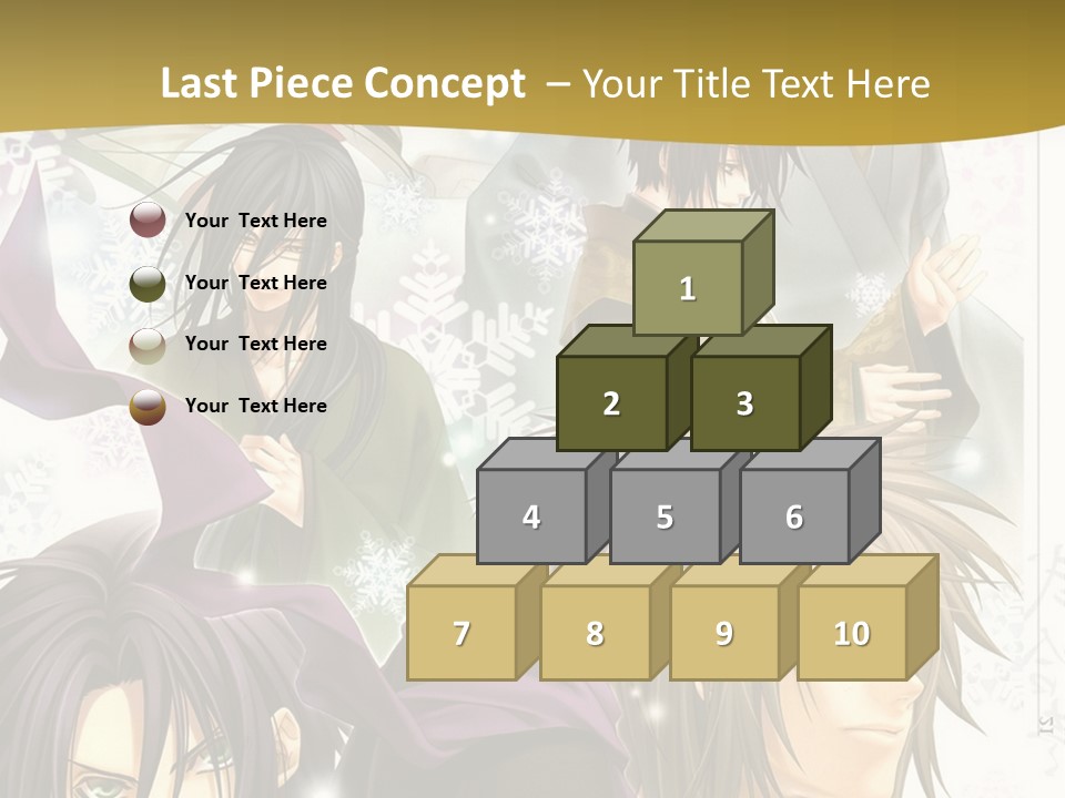 A Group Of Anime Characters With A Gold Background PowerPoint Template