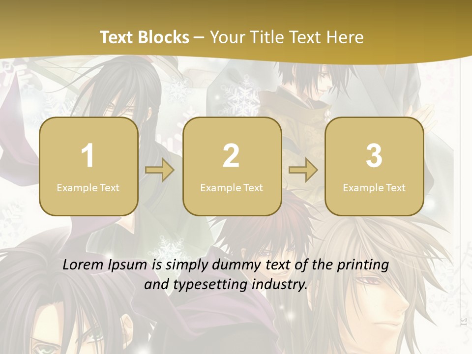 A Group Of Anime Characters With A Gold Background PowerPoint Template