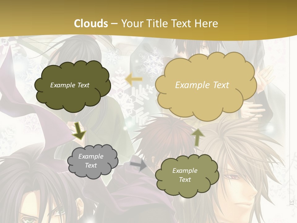 A Group Of Anime Characters With A Gold Background PowerPoint Template