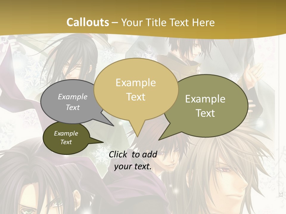 A Group Of Anime Characters With A Gold Background PowerPoint Template
