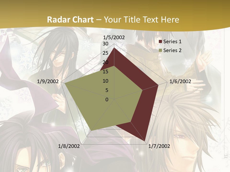 A Group Of Anime Characters With A Gold Background PowerPoint Template