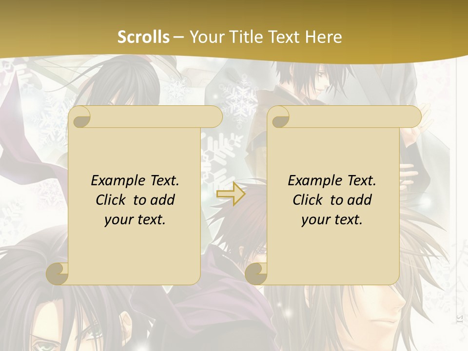 A Group Of Anime Characters With A Gold Background PowerPoint Template