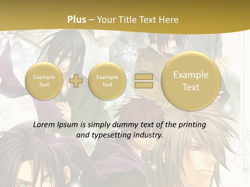 A Group Of Anime Characters With A Gold Background PowerPoint Template