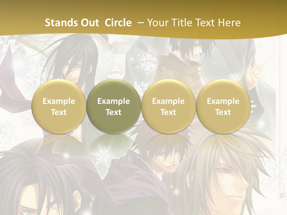 A Group Of Anime Characters With A Gold Background PowerPoint Template