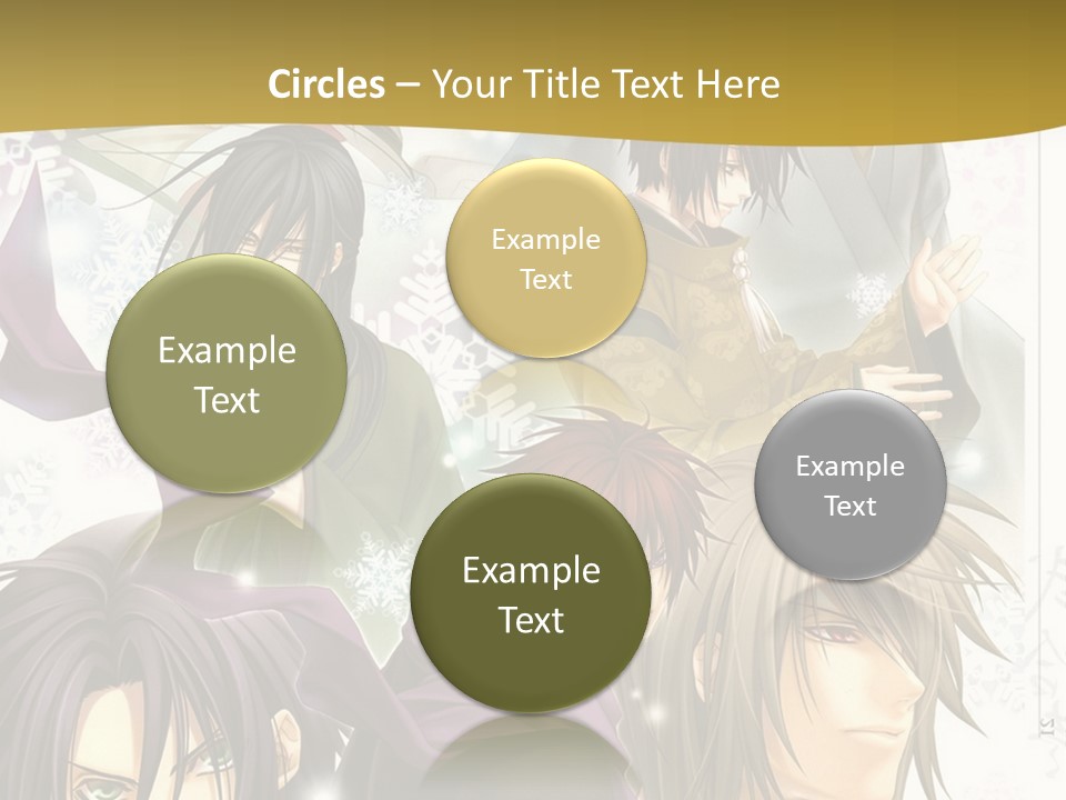 A Group Of Anime Characters With A Gold Background PowerPoint Template