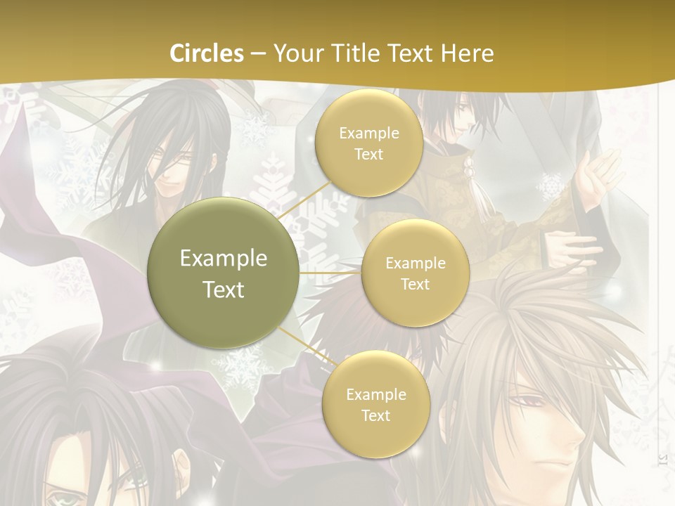 A Group Of Anime Characters With A Gold Background PowerPoint Template