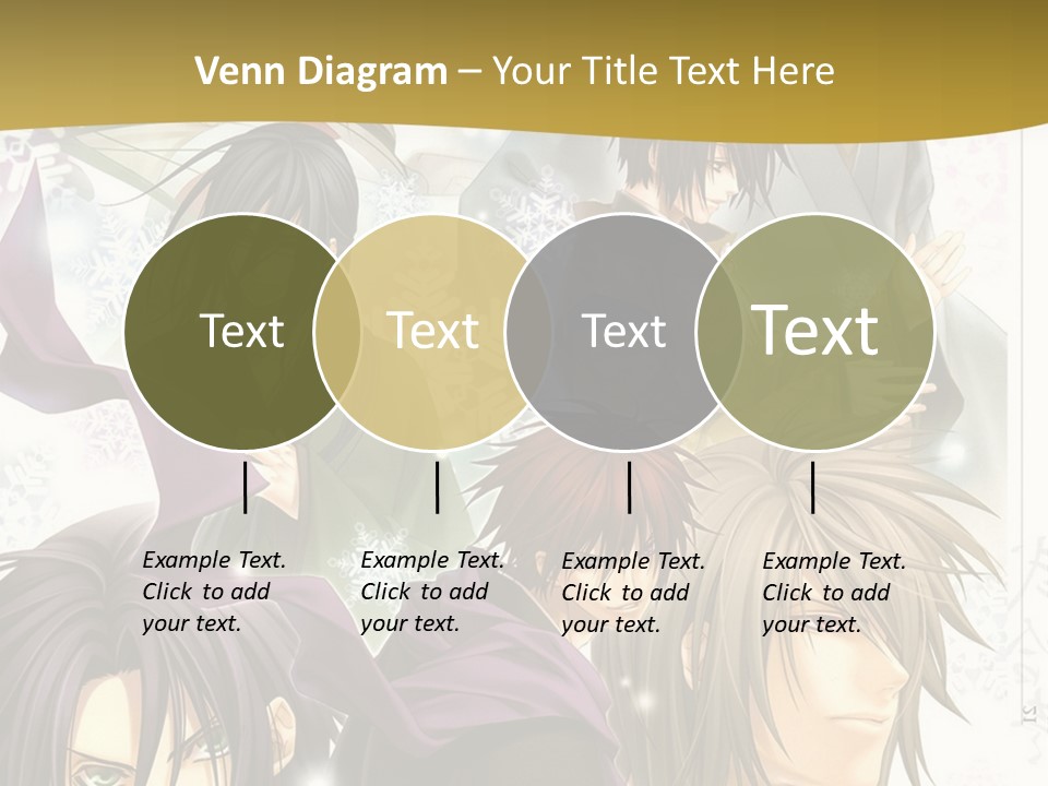 A Group Of Anime Characters With A Gold Background PowerPoint Template