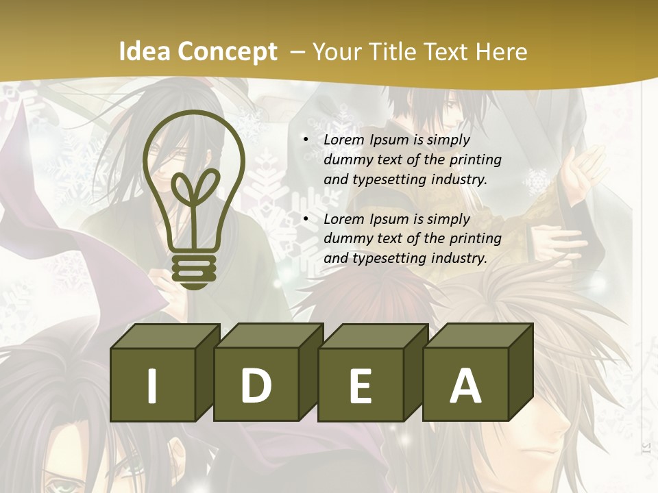A Group Of Anime Characters With A Gold Background PowerPoint Template
