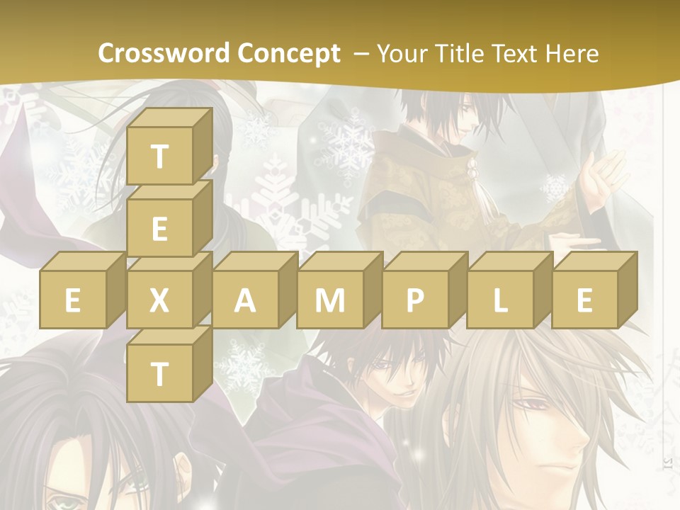 A Group Of Anime Characters With A Gold Background PowerPoint Template