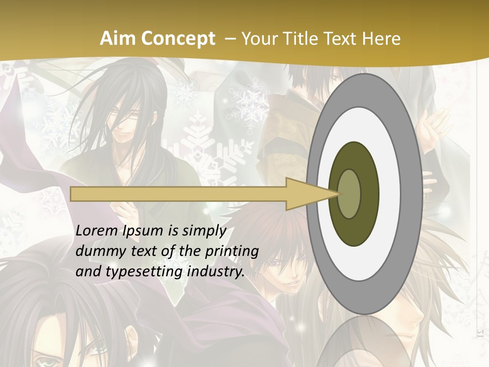 A Group Of Anime Characters With A Gold Background PowerPoint Template