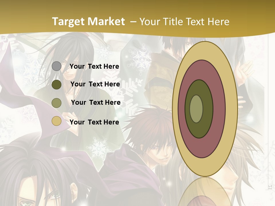 A Group Of Anime Characters With A Gold Background PowerPoint Template