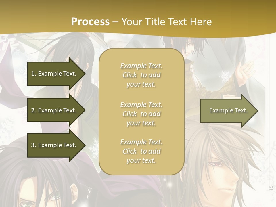 A Group Of Anime Characters With A Gold Background PowerPoint Template