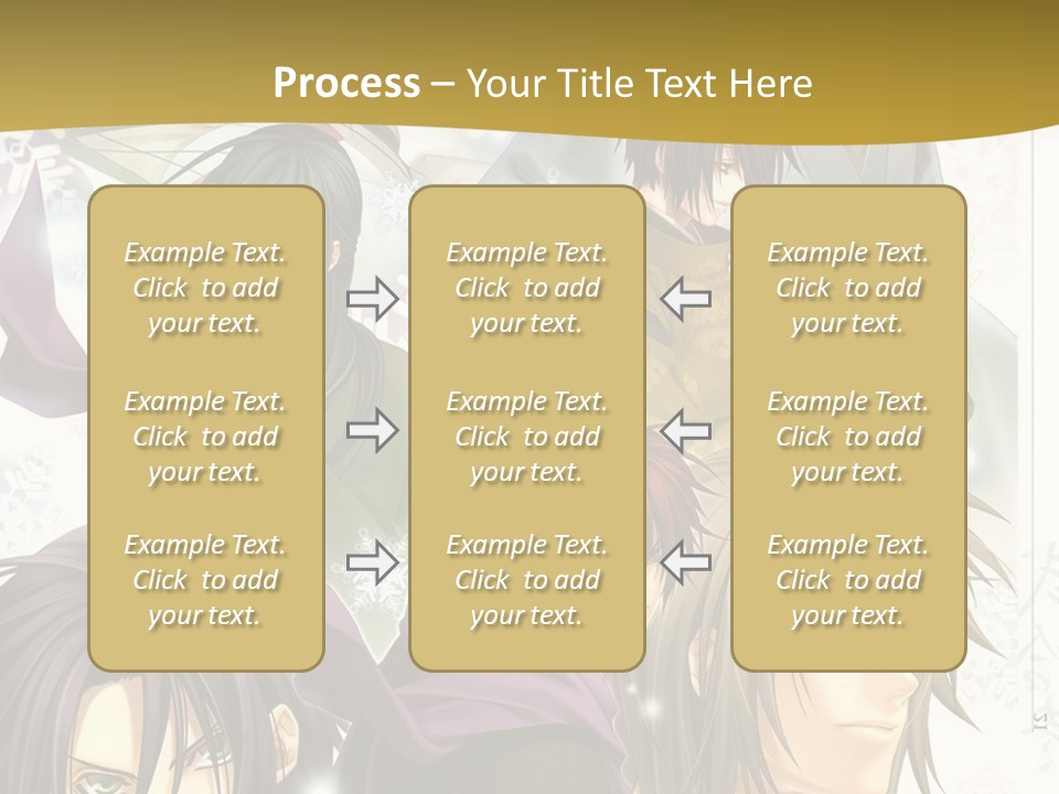 A Group Of Anime Characters With A Gold Background PowerPoint Template