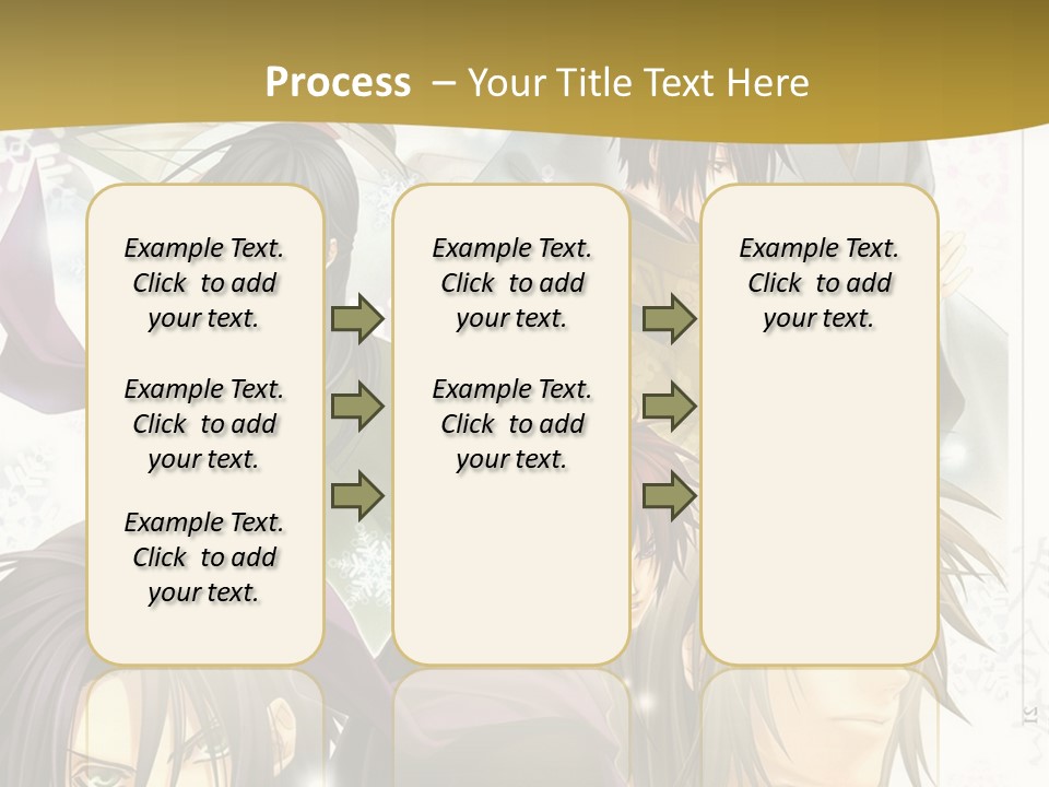 A Group Of Anime Characters With A Gold Background PowerPoint Template