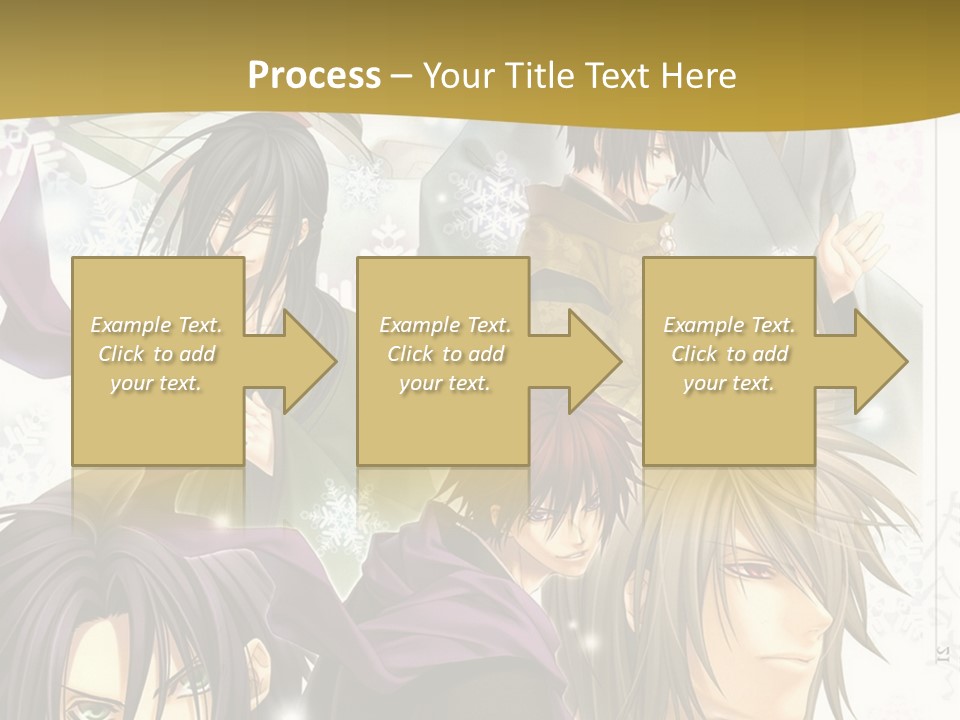 A Group Of Anime Characters With A Gold Background PowerPoint Template