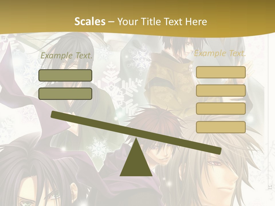 A Group Of Anime Characters With A Gold Background PowerPoint Template