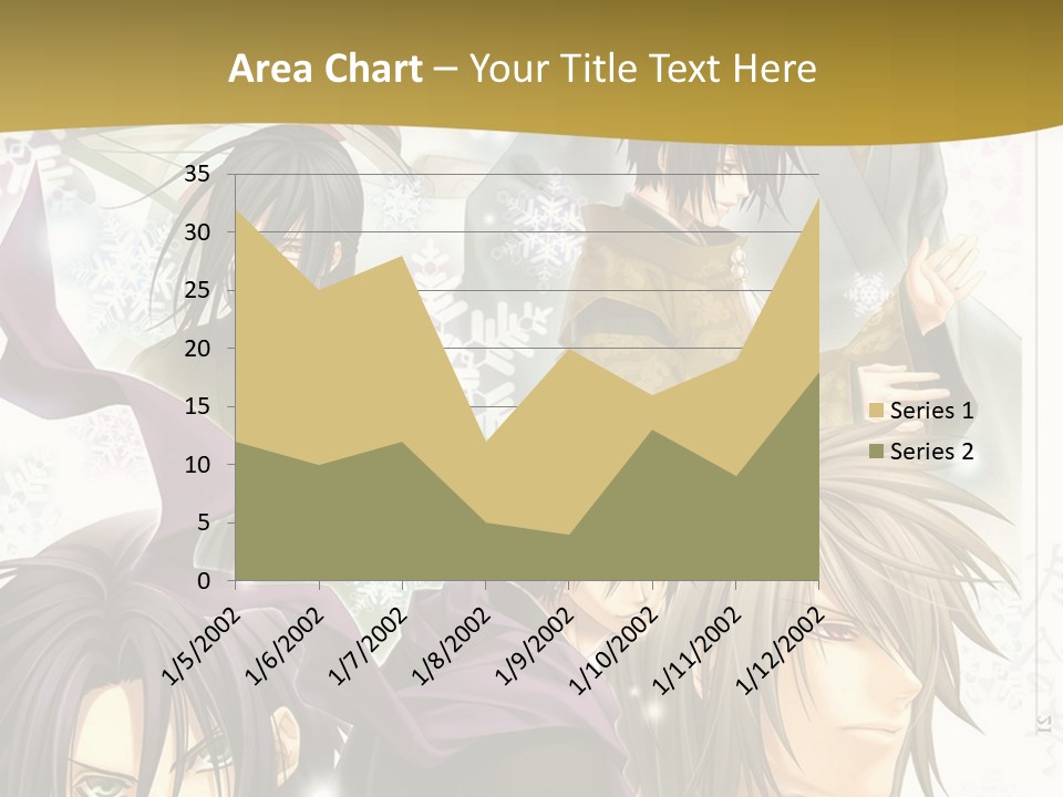 A Group Of Anime Characters With A Gold Background PowerPoint Template