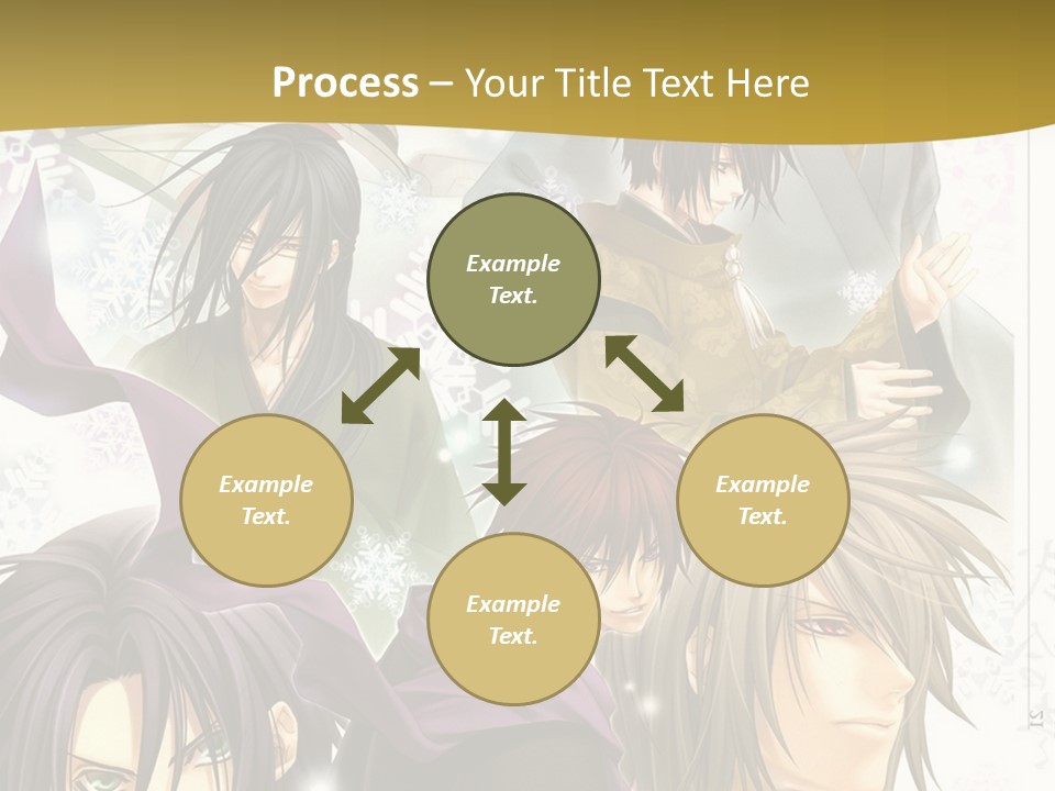 A Group Of Anime Characters With A Gold Background PowerPoint Template