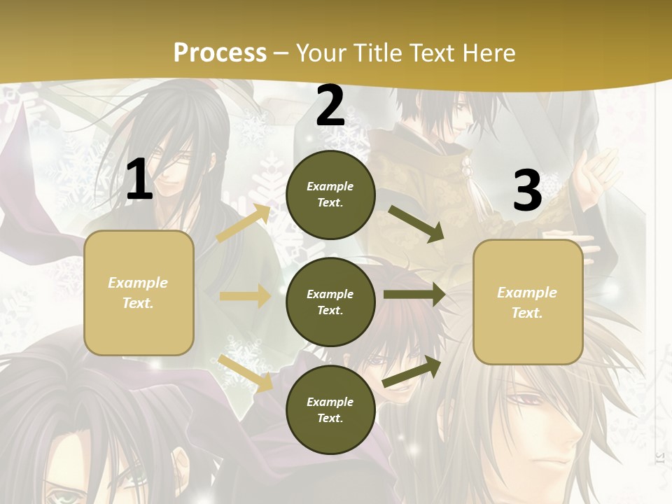 A Group Of Anime Characters With A Gold Background PowerPoint Template