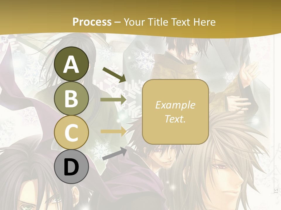 A Group Of Anime Characters With A Gold Background PowerPoint Template