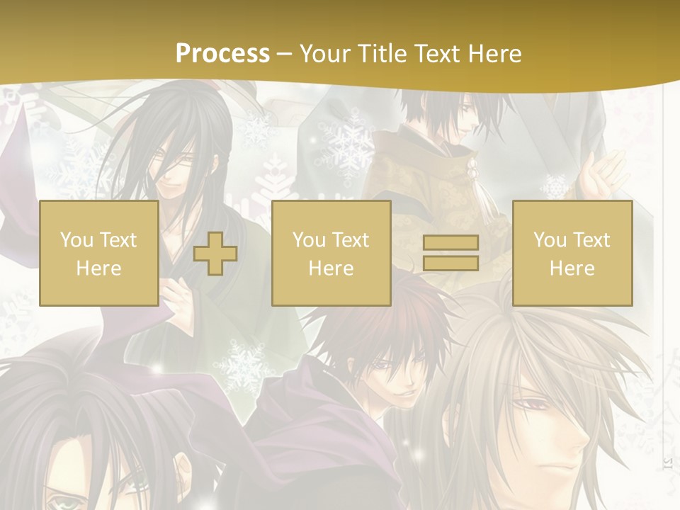 A Group Of Anime Characters With A Gold Background PowerPoint Template