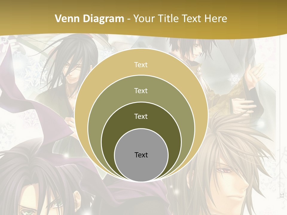 A Group Of Anime Characters With A Gold Background PowerPoint Template