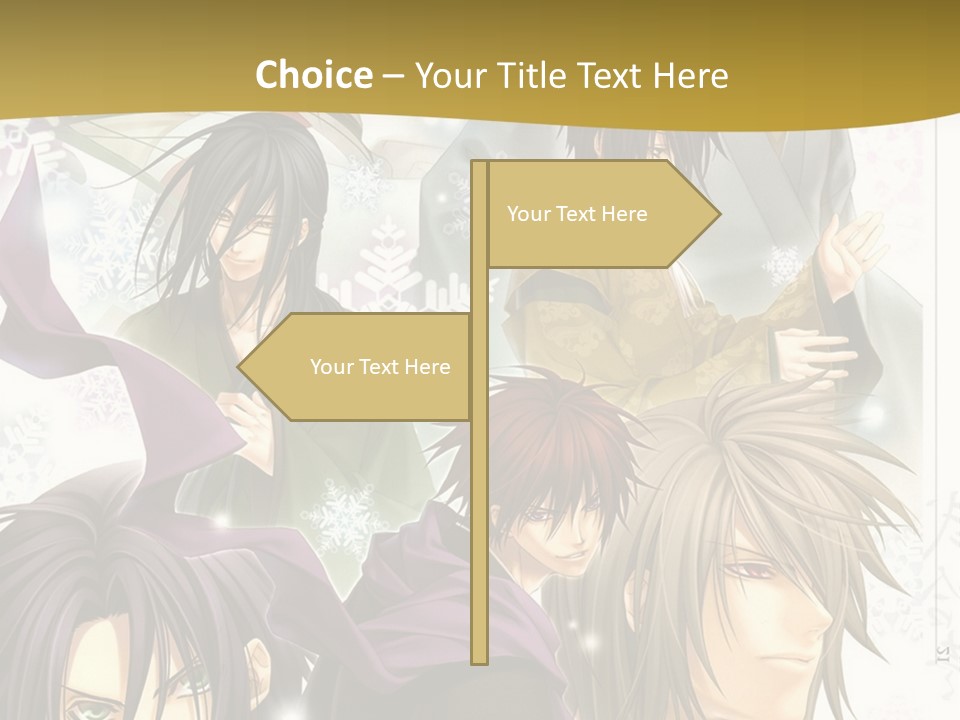 A Group Of Anime Characters With A Gold Background PowerPoint Template