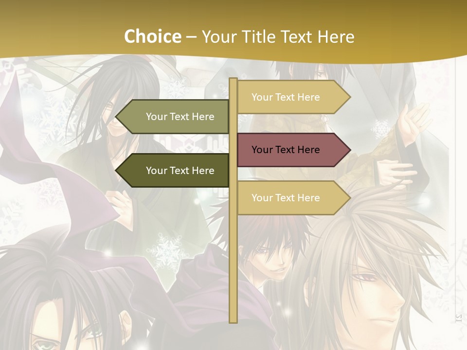 A Group Of Anime Characters With A Gold Background PowerPoint Template