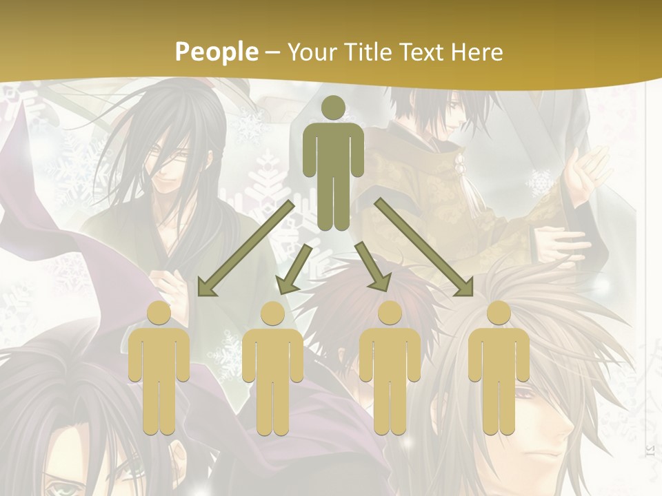 A Group Of Anime Characters With A Gold Background PowerPoint Template