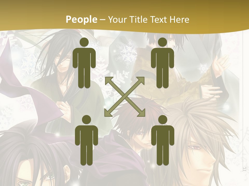 A Group Of Anime Characters With A Gold Background PowerPoint Template