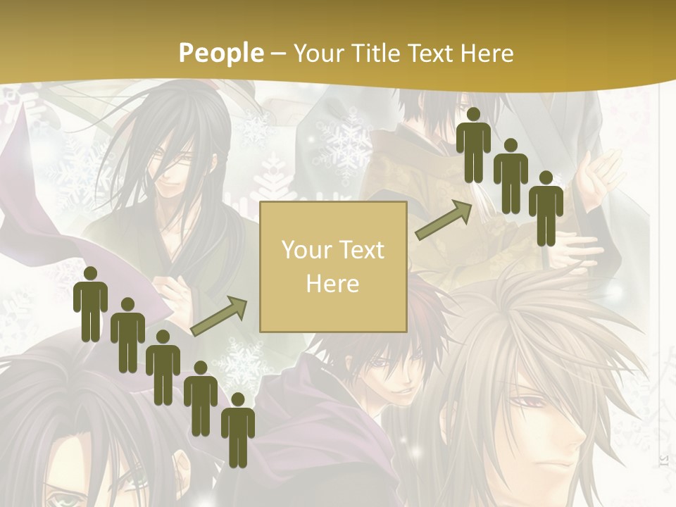 A Group Of Anime Characters With A Gold Background PowerPoint Template