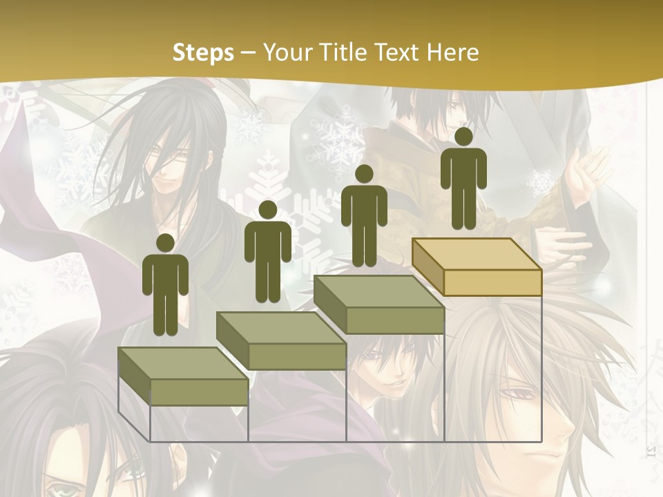 A Group Of Anime Characters With A Gold Background PowerPoint Template