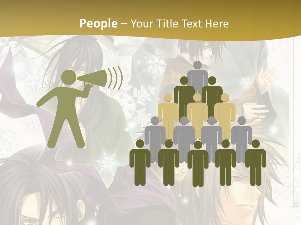 A Group Of Anime Characters With A Gold Background PowerPoint Template