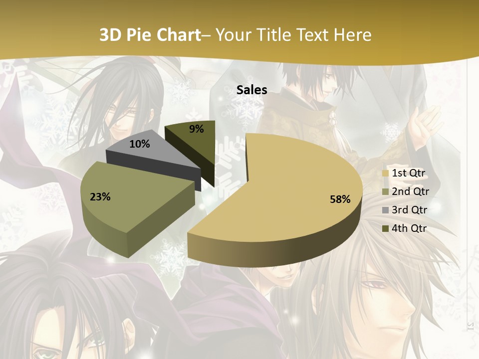 A Group Of Anime Characters With A Gold Background PowerPoint Template