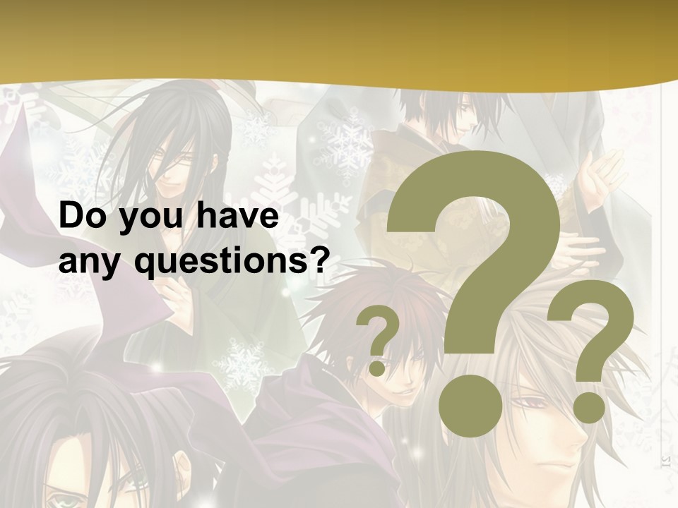 A Group Of Anime Characters With A Gold Background PowerPoint Template