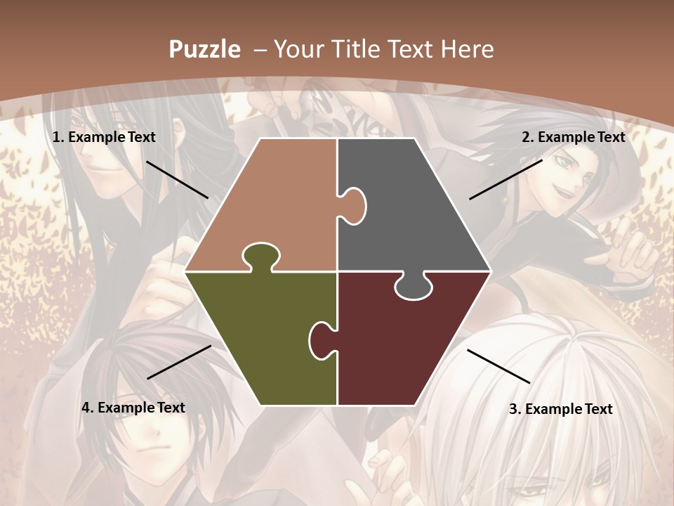A Group Of Anime Characters With A Brown Background PowerPoint Template