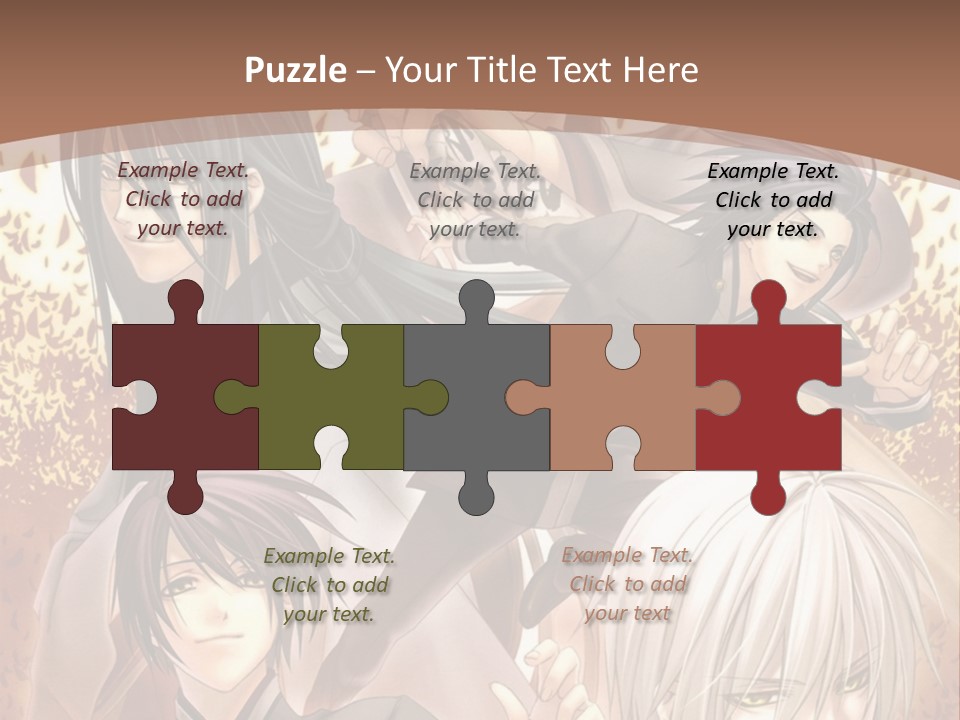 A Group Of Anime Characters With A Brown Background PowerPoint Template